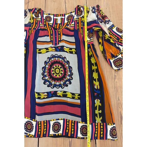 DIANE von FURSTENBERG 3/4 sleeve 100% SILK Mini Dress Mutlicolor 10 Geometric - Picture 5 of 6